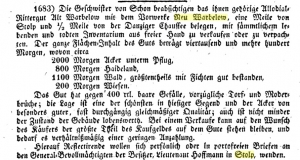 Ogłoszenie o sprzedaży dóbr rycersklich Warblewo przez rodzeństwo Schon z grudnia 1844 roku.